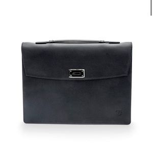 S.T. Dupont Line D Turnstile Black Leather Briefcase